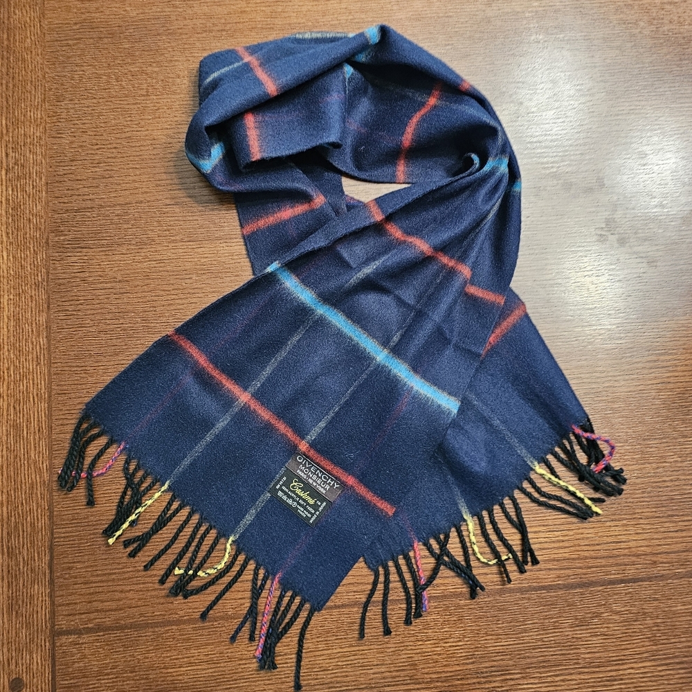 Givenchy Plaid Fringe Scarf